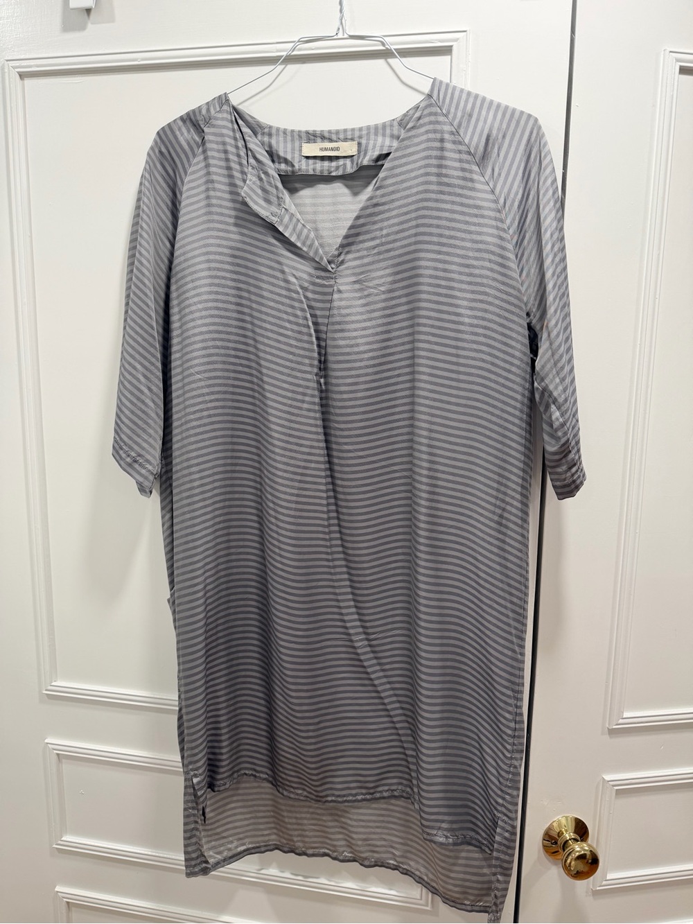 Nomad Gray Striped Mini Dress - Relaxed V-Neck